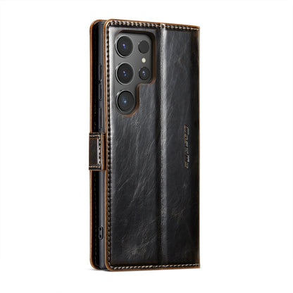 Pour Samsung Galaxy S24 Ultra 5G Étui de téléphone en cuir à rabat avec texture Crazy Horse CaseMe 003 (Café)