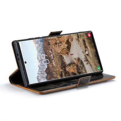Pour Samsung Galaxy S24 Ultra 5G Étui de téléphone en cuir à rabat avec texture Crazy Horse CaseMe 003 (Café)