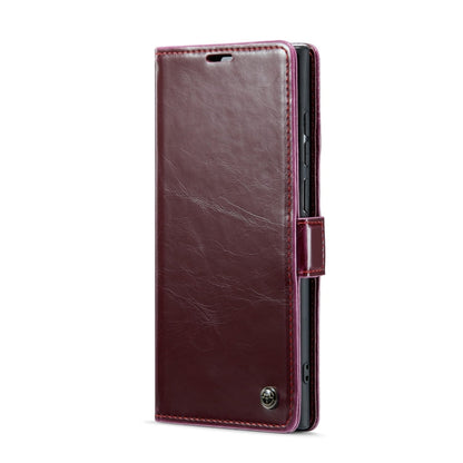 For Samsung Galaxy S24 Ultra 5G CaseMe 003 Crazy Horse Texture Flip Leather Phone Case(Mulberry Red)