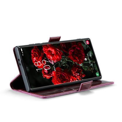 For Samsung Galaxy S24 Ultra 5G CaseMe 003 Crazy Horse Texture Flip Leather Phone Case(Mulberry Red)