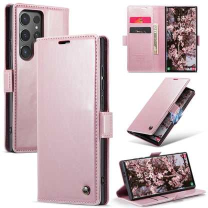 For Samsung Galaxy S24 Ultra 5G CaseMe 003 Crazy Horse Texture Flip Leather Phone Case(Pink)