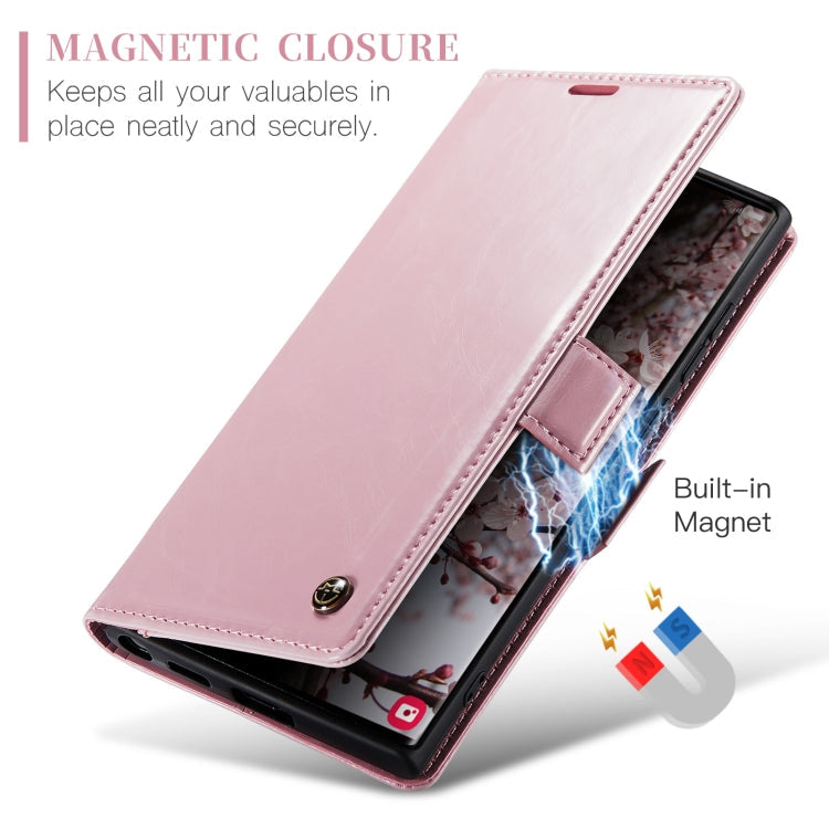 For Samsung Galaxy S24 Ultra 5G CaseMe 003 Crazy Horse Texture Flip Leather Phone Case(Pink)