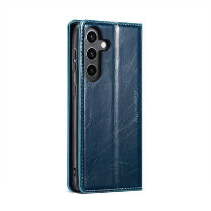 For Samsung Galaxy S24+ 5G CaseMe 003 Crazy Horse Texture Flip Leather Phone Case(Blue Green)