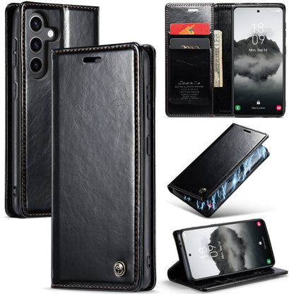 For Samsung Galaxy S24 5G CaseMe 003 Crazy Horse Texture Flip Leather Phone Case(Black)