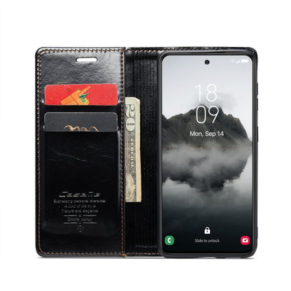 For Samsung Galaxy S24 5G CaseMe 003 Crazy Horse Texture Flip Leather Phone Case(Black)