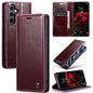 For Samsung Galaxy S24 5G CaseMe 003 Crazy Horse Texture Flip Leather Phone Case(Mulberry Red)