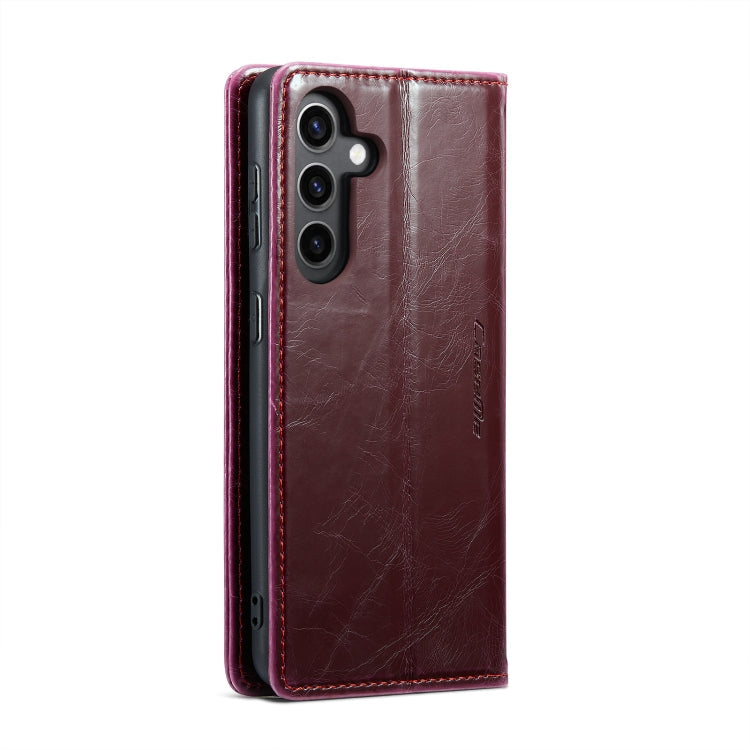 For Samsung Galaxy S24 5G CaseMe 003 Crazy Horse Texture Flip Leather Phone Case(Mulberry Red)