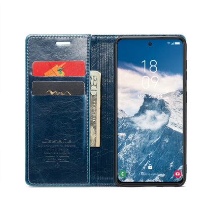 For Samsung Galaxy S24 5G CaseMe 003 Crazy Horse Texture Flip Leather Phone Case(Blue Green)