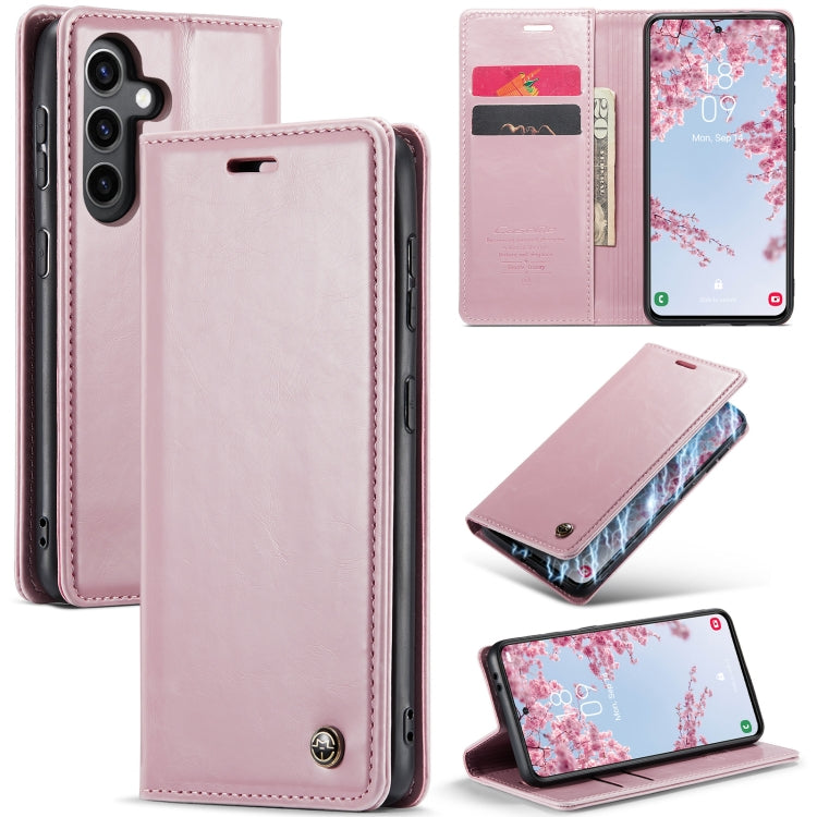 For Samsung Galaxy S24 5G CaseMe 003 Crazy Horse Texture Flip Leather Phone Case(Pink)