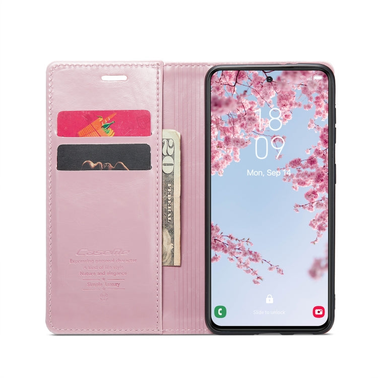 For Samsung Galaxy S24 5G CaseMe 003 Crazy Horse Texture Flip Leather Phone Case(Pink)