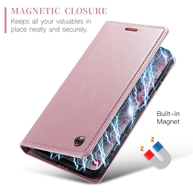 For Samsung Galaxy S24 5G CaseMe 003 Crazy Horse Texture Flip Leather Phone Case(Pink)