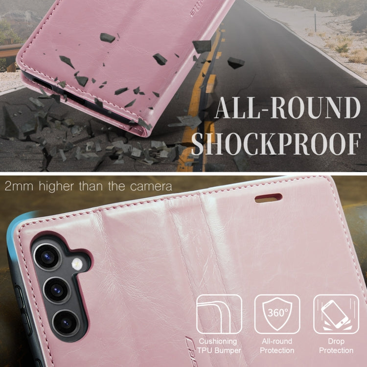 For Samsung Galaxy S24 5G CaseMe 003 Crazy Horse Texture Flip Leather Phone Case(Pink)