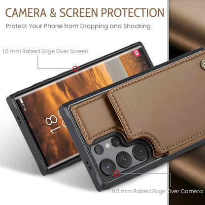 For Samsung Galaxy S24 Ultra 5G CaseMe C22 PC+TPU Business Style RFID Anti-theft Leather Phone Case(Brown)