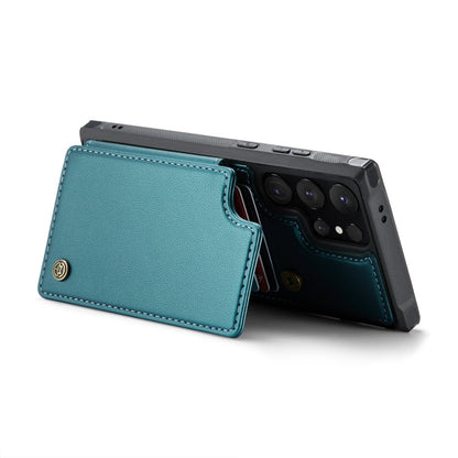 For Samsung Galaxy S24 Ultra 5G CaseMe C22 PC+TPU Business Style RFID Anti-theft Leather Phone Case(Blue Green)
