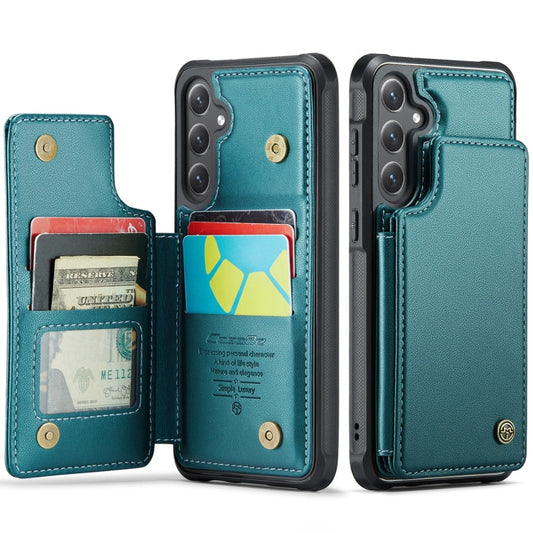 For Samsung Galaxy S24+ 5G CaseMe C22 PC+TPU Business Style RFID Anti-theft Leather Phone Case(Blue Green)