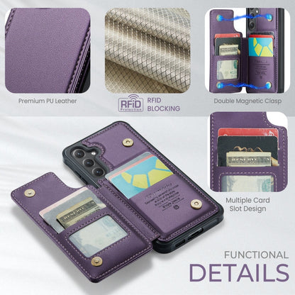 For Samsung Galaxy S24+ 5G CaseMe C22 PC+TPU Business Style RFID Anti-theft Leather Phone Case(Purple)