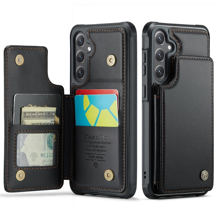 Pour Samsung Galaxy S24 5G Coque Téléphone en Cuir de Style Business RFID Anti-Vol CaseMe C22 PC+TPU (Noir)