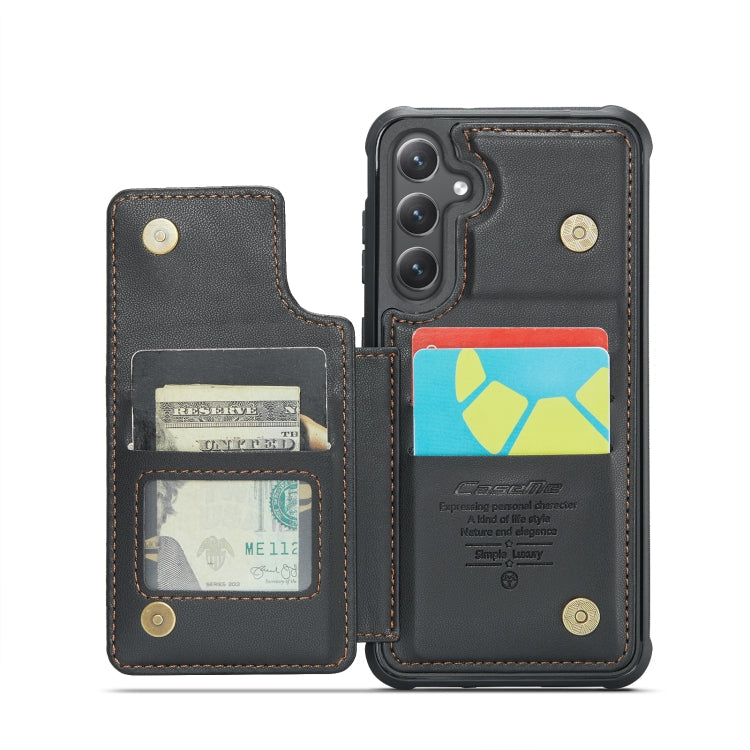 Pour Samsung Galaxy S24 5G Coque Téléphone en Cuir de Style Business RFID Anti-Vol CaseMe C22 PC+TPU (Noir)