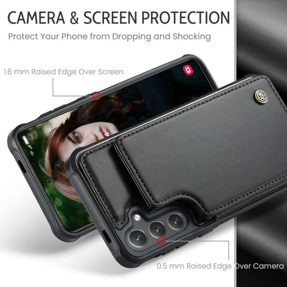 Pour Samsung Galaxy S24 5G Coque Téléphone en Cuir de Style Business RFID Anti-Vol CaseMe C22 PC+TPU (Noir)