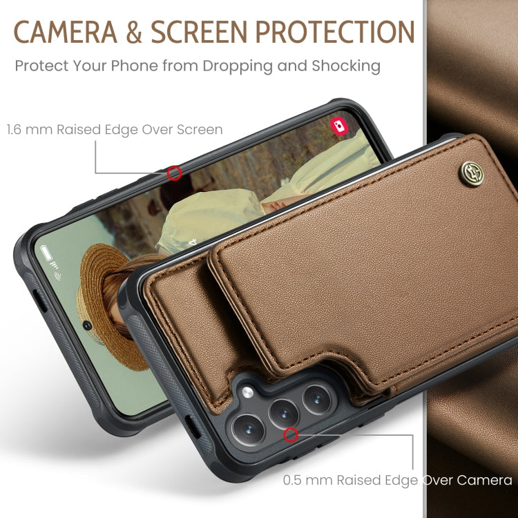 For Samsung Galaxy S24 5G CaseMe C22 PC+TPU Business Style RFID Anti-theft Leather Phone Case(Brown)
