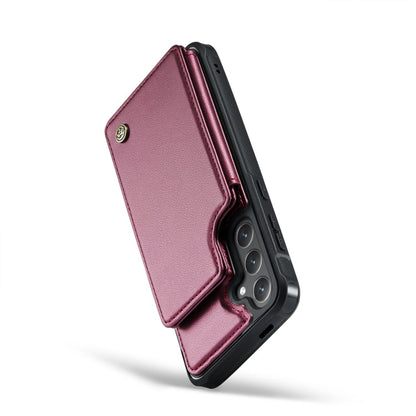 For Samsung Galaxy S24 5G CaseMe C22 PC+TPU Business Style RFID Anti-theft Leather Phone Case(Wine Red)