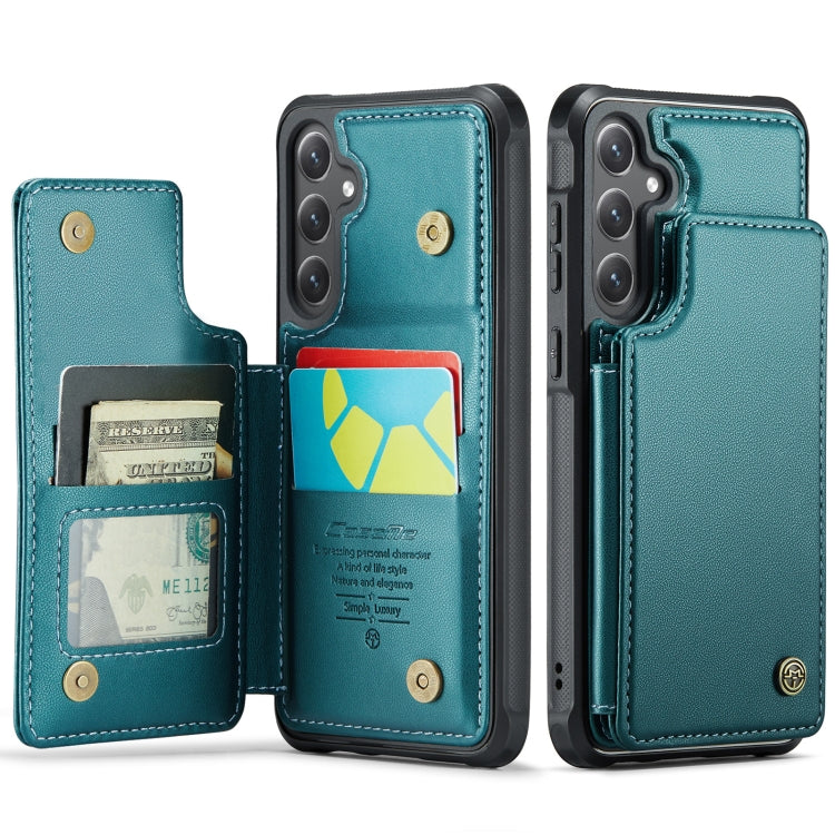 Pour Samsung Galaxy S24 5G Étui Caseme C22 PC+TPU Style Affaires RFID Anti-vol en Cuir (Bleu Vert)