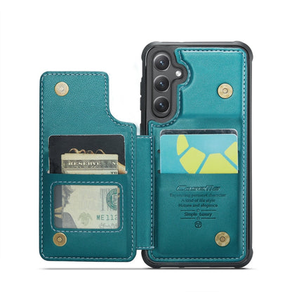 Pour Samsung Galaxy S24 5G Étui Caseme C22 PC+TPU Style Affaires RFID Anti-vol en Cuir (Bleu Vert)