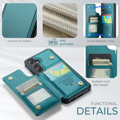 Pour Samsung Galaxy S24 5G Étui Caseme C22 PC+TPU Style Affaires RFID Anti-vol en Cuir (Bleu Vert)
