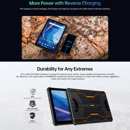 [HK Warehouse] OUKITEL RT6 4G Network IP68/IP69K Rugged Tablet, 8GB+256GB, 10.1 inch Android 13 MediaTek MT8788 Octa Core Support Dual SIM, EU Plug(Orange)