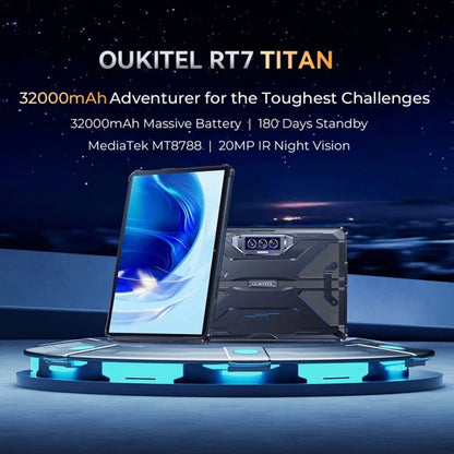 [HK Warehouse] OUKITEL RT7 TITAN 4G Network IP68/IP69K Rugged Tablet, 8GB+256GB, 10.1 inch Android 13 MediaTek MT8788 Octa Core Support Dual SIM, EU Plug(Blue)