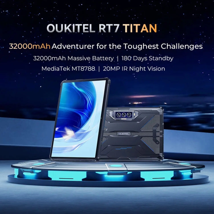 [HK Warehouse] OUKITEL RT7 TITAN 4G Network IP68/IP69K Rugged Tablet, 8GB+256GB, 10.1 inch Android 13 MediaTek MT8788 Octa Core Support Dual SIM, EU Plug(Black)