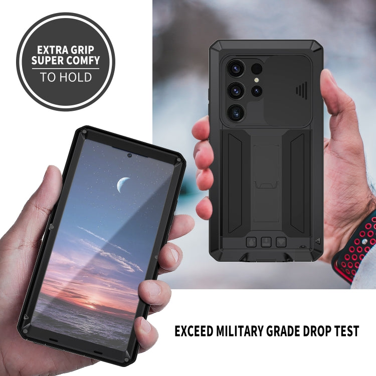 For Samsung Galaxy S24 Ultra 5G R-JUST Sliding Camera Life Waterproof Holder Phone Case(Black)