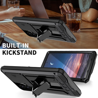 For Samsung Galaxy S24 Ultra 5G R-JUST Sliding Camera Life Waterproof Holder Phone Case(Black)