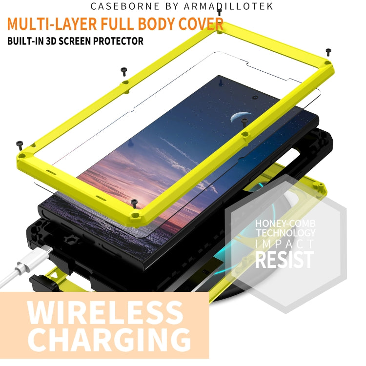 For Samsung Galaxy S24 Ultra 5G R-JUST Sliding Camera Life Waterproof Holder Phone Case(Yellow)