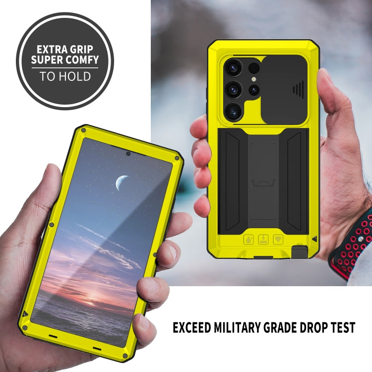 For Samsung Galaxy S24 Ultra 5G R-JUST Sliding Camera Life Waterproof Holder Phone Case(Yellow)