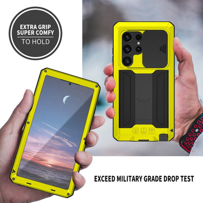 For Samsung Galaxy S24 Ultra 5G R-JUST Sliding Camera Life Waterproof Holder Phone Case(Yellow)
