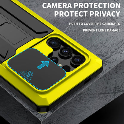 For Samsung Galaxy S24 Ultra 5G R-JUST Sliding Camera Life Waterproof Holder Phone Case(Yellow)