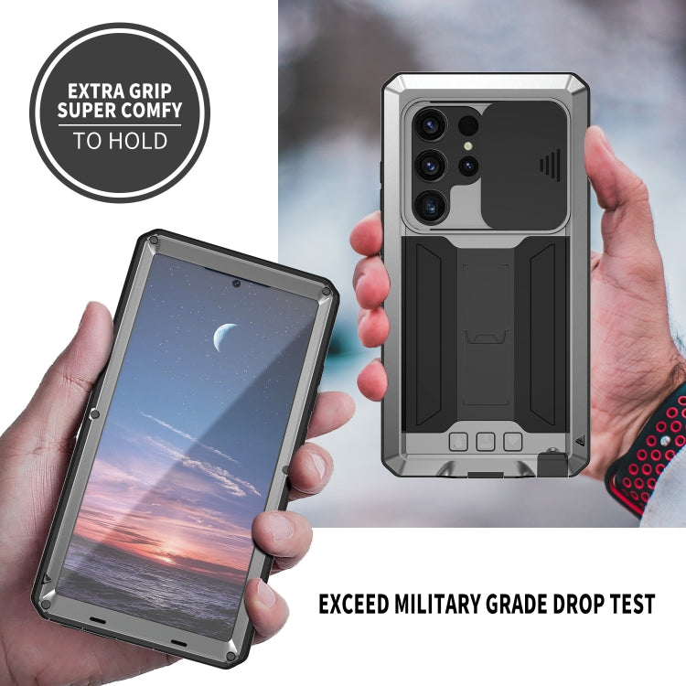 For Samsung Galaxy S24 Ultra 5G R-JUST Sliding Camera Life Waterproof Holder Phone Case(Silver)