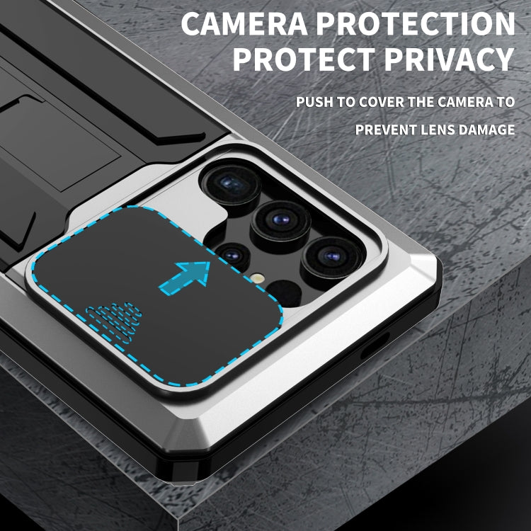 For Samsung Galaxy S24 Ultra 5G R-JUST Sliding Camera Life Waterproof Holder Phone Case(Silver)