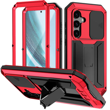 Pour Samsung Galaxy S24+ 5G R-JUST Coque de Téléphone Étanche à la Vie avec Caméra Coulissante (Rouge)