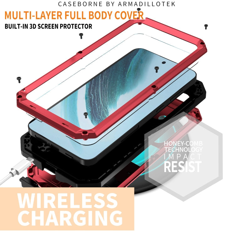 Pour Samsung Galaxy S24+ 5G R-JUST Coque de Téléphone Étanche à la Vie avec Caméra Coulissante (Rouge)