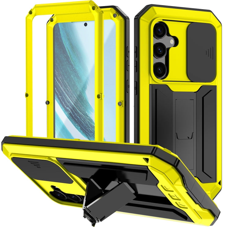 For Samsung Galaxy S24+ 5G R-JUST Sliding Camera Life Waterproof Holder Phone Case(Yellow)