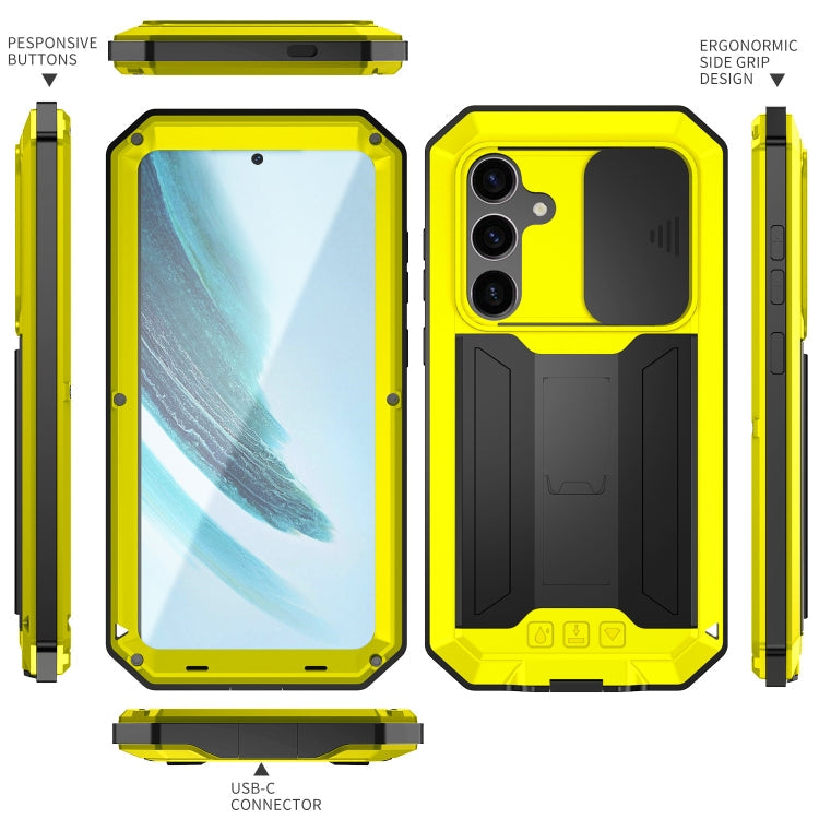 For Samsung Galaxy S24+ 5G R-JUST Sliding Camera Life Waterproof Holder Phone Case(Yellow)