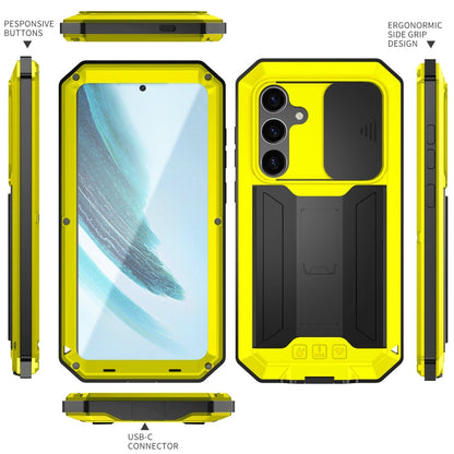 For Samsung Galaxy S24+ 5G R-JUST Sliding Camera Life Waterproof Holder Phone Case(Yellow)