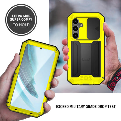 For Samsung Galaxy S24+ 5G R-JUST Sliding Camera Life Waterproof Holder Phone Case(Yellow)