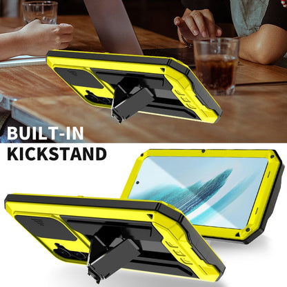 For Samsung Galaxy S24+ 5G R-JUST Sliding Camera Life Waterproof Holder Phone Case(Yellow)