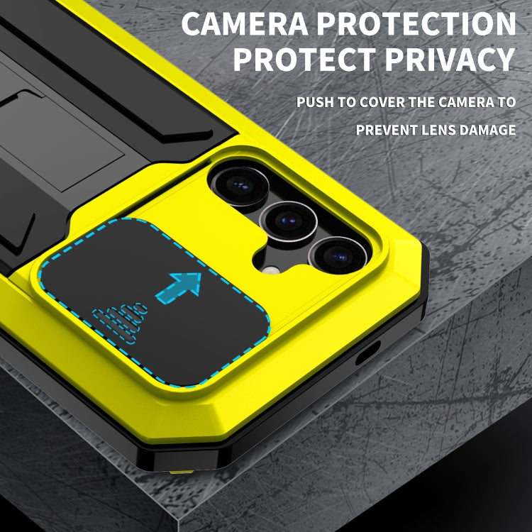 For Samsung Galaxy S24+ 5G R-JUST Sliding Camera Life Waterproof Holder Phone Case(Yellow)