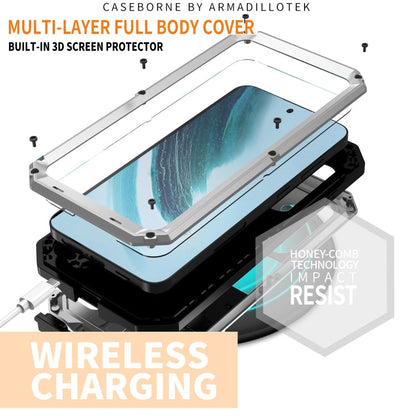 For Samsung Galaxy S24+ 5G R-JUST Sliding Camera Life Waterproof Holder Phone Case(Silver)