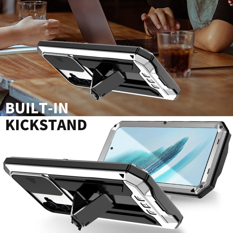 For Samsung Galaxy S24+ 5G R-JUST Sliding Camera Life Waterproof Holder Phone Case(Silver)