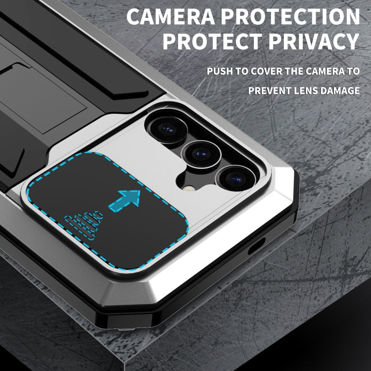 For Samsung Galaxy S24+ 5G R-JUST Sliding Camera Life Waterproof Holder Phone Case(Silver)
